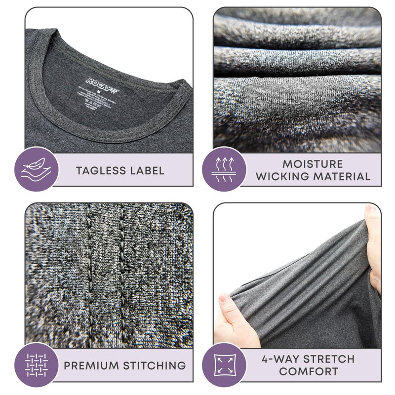 Rocky Thermal Underwear Men Long Johns Men Thermal Underwear Thermals Mens Base Layer Mens Thermals Top and Bottom Set (Melange Grey, X-Large, Standard Weight - 185 GSM, One Pack) - Image 3